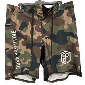 Born Primitive Mens Camo Training Shorts Size 37/38 Woodland Camouflage Gym WOD